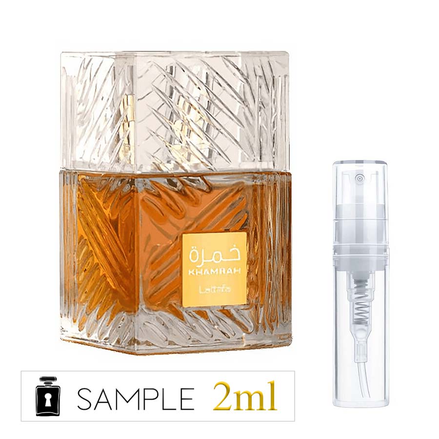 Lattafa Khamrah Eau de Parfum Sample 2ml – Sweet and Spicy Fragrance Vial