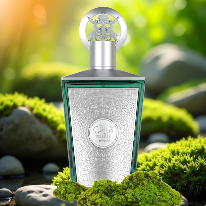 Sherif Lattafa fragrance with green apple, bergamot and woody notes composition